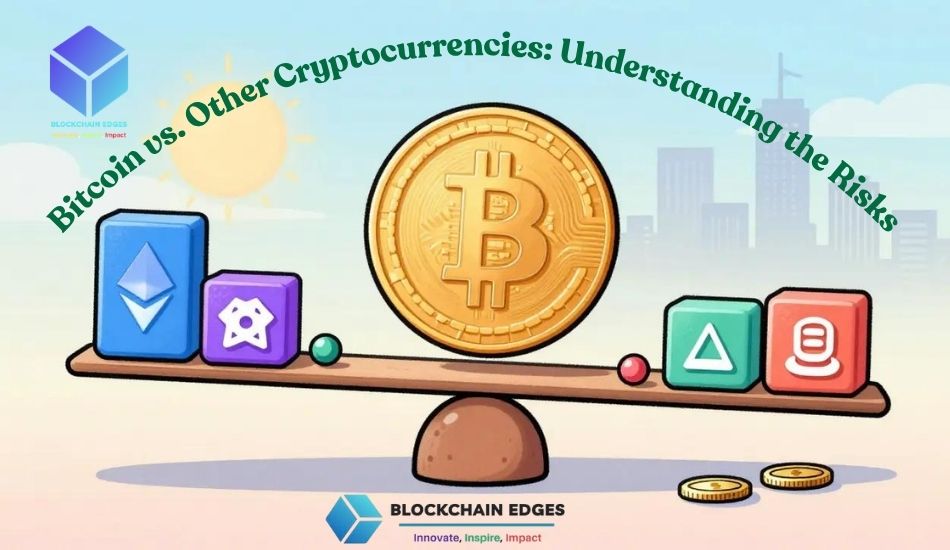 Is Cryptocurrency Safe Visual comparison of Bitcoin, Ethereum, and other cryptocurrencies and their different risks.